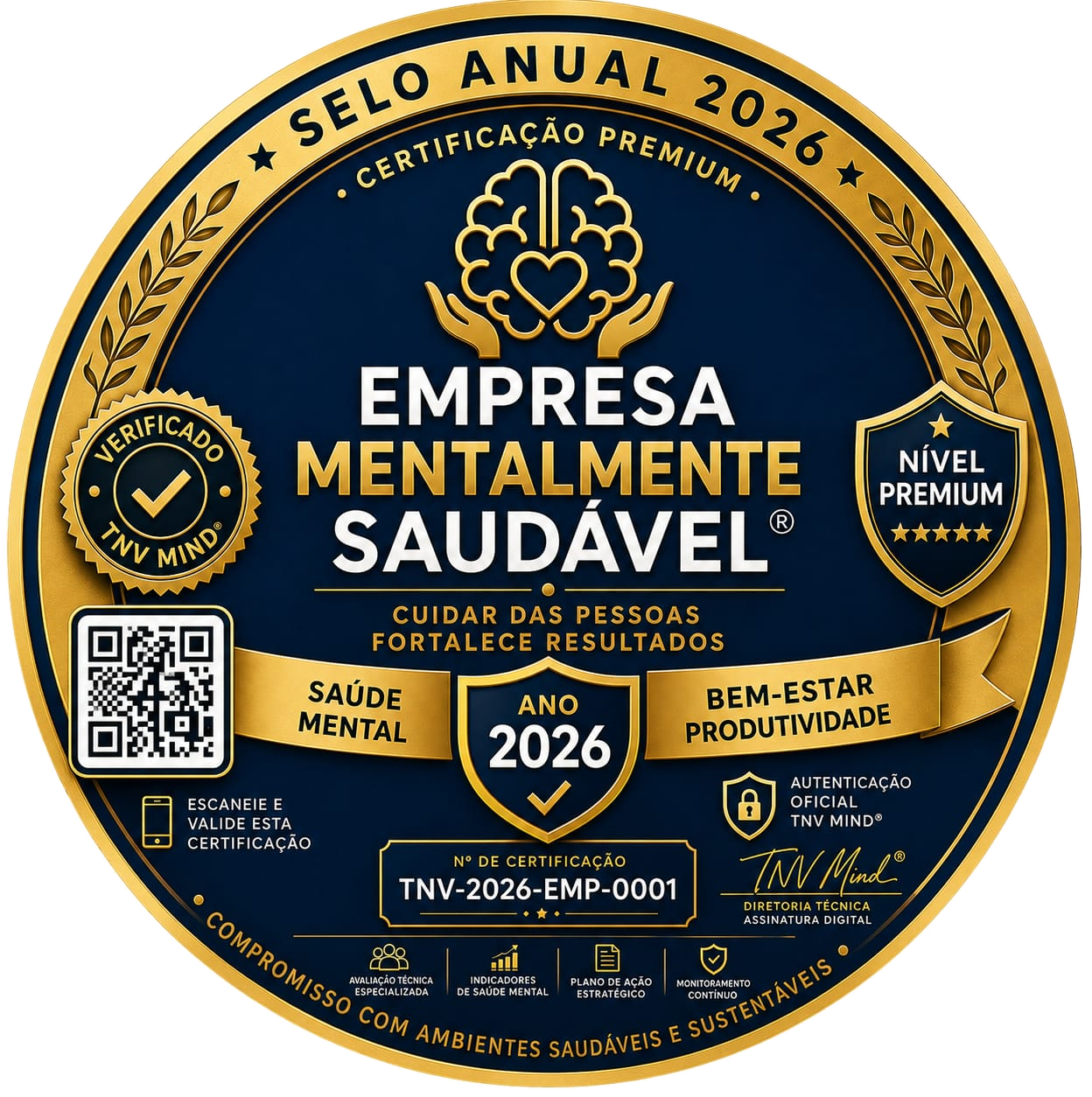 Selo Empresa Mentalmente Saudável® — Certificação Premium TNV Strategic Mind
